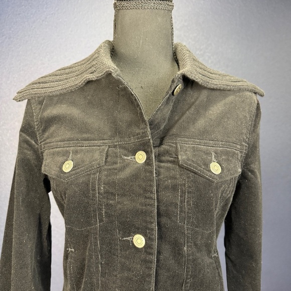 NWT Halogen Corduroy Jacket with Sweater Collar, Black, Size Small - Picture 2 of 8